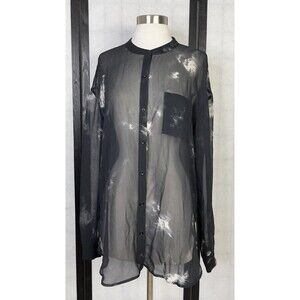 Go Silk Sheer Tie Dye 100% Silk Long Sleeve Top. Size: M